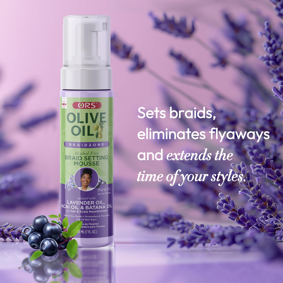 ORS Braidzone mousse dispensing into hand for easy application