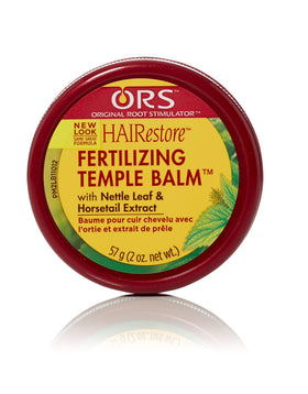 ORS HAIRestore balm application close-up on temples, precise spot treatment benefit
