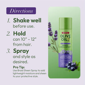 ORS product on styled braids in lifestyle setting promoting hydrated look
