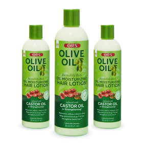 ORS bottle front packaging showing product benefits and shine