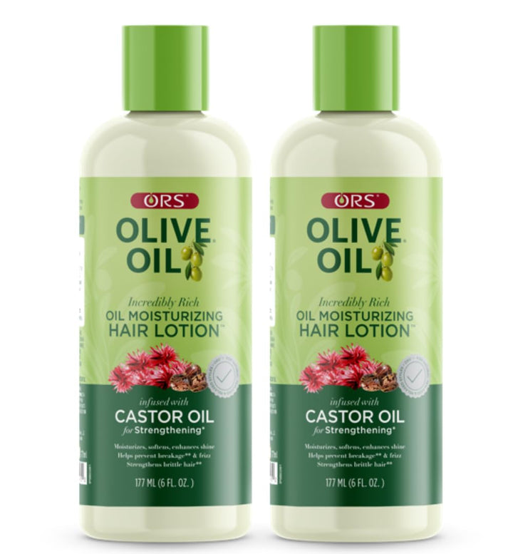 ORS olive oil front packaging showing product label and benefits in a 6 ounce bottle