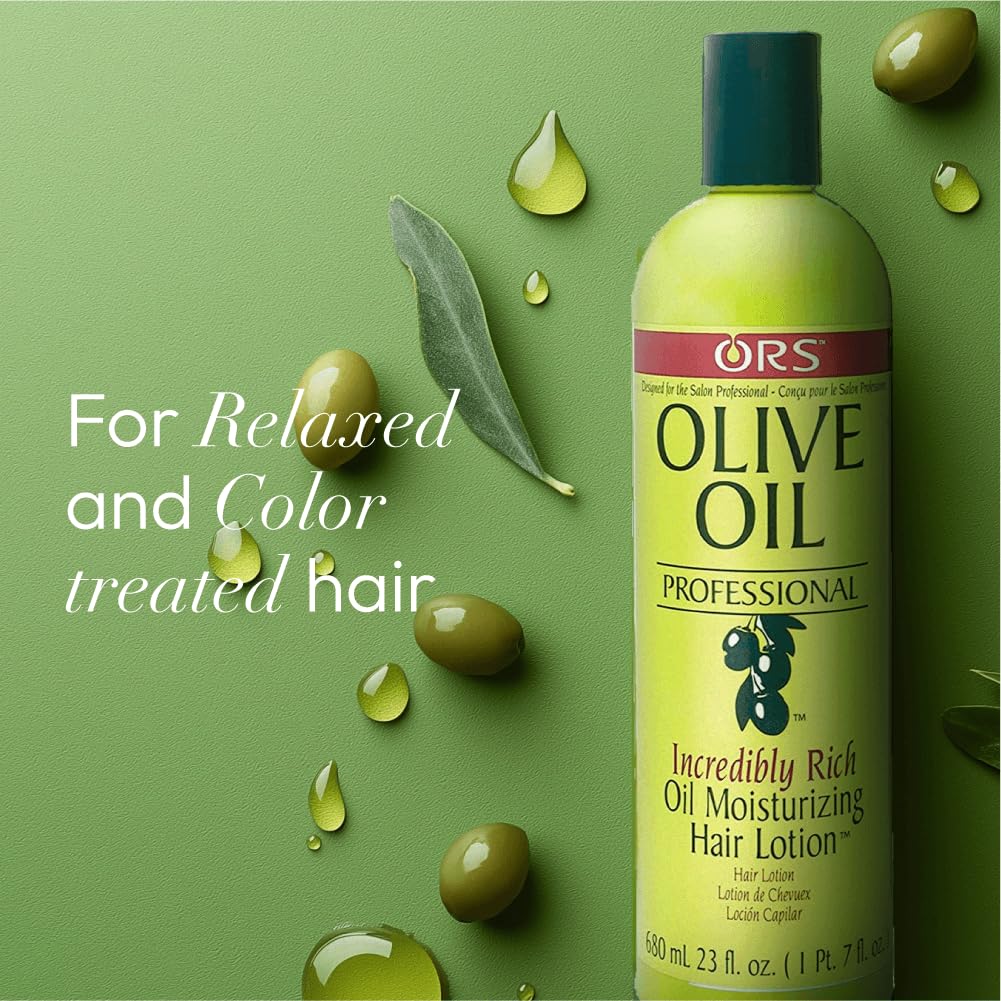 ORS product in hands applying to hair for smoother styling