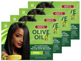 ORS relaxer front packaging shows product and pack of four for convenience