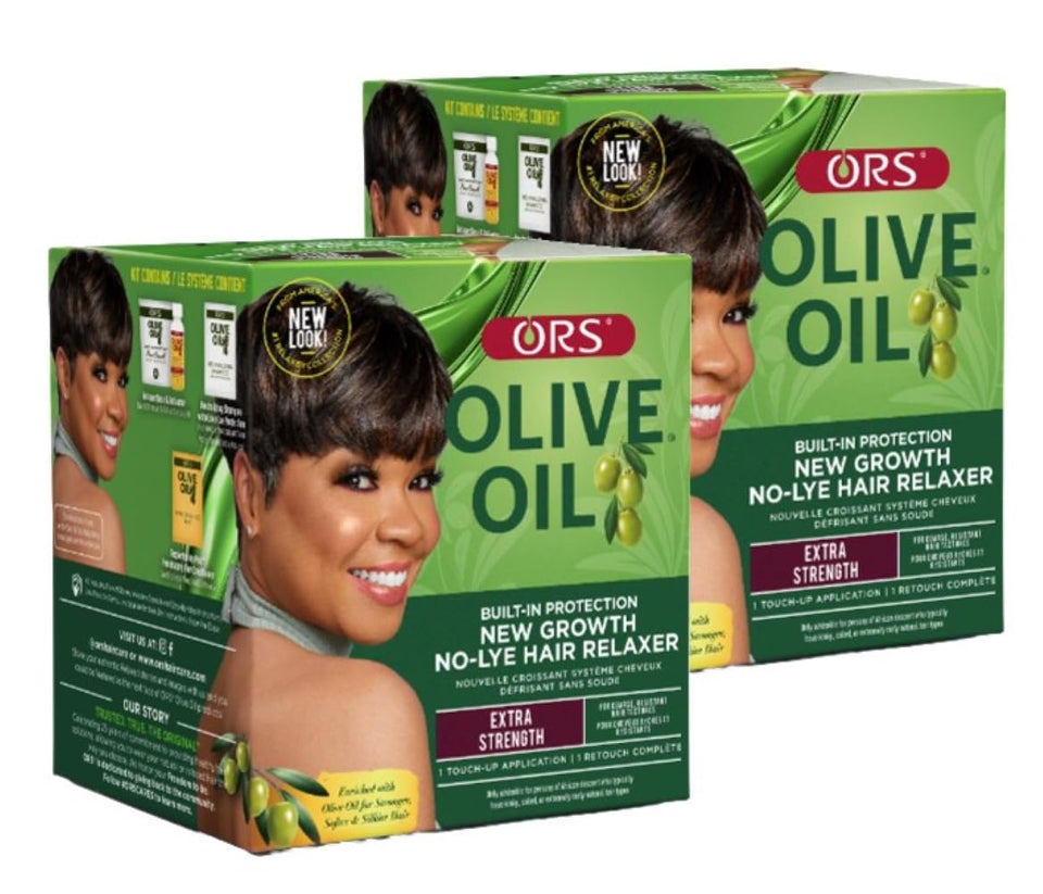 ORS relaxer front packaging showing kit and benefits for smoother hair