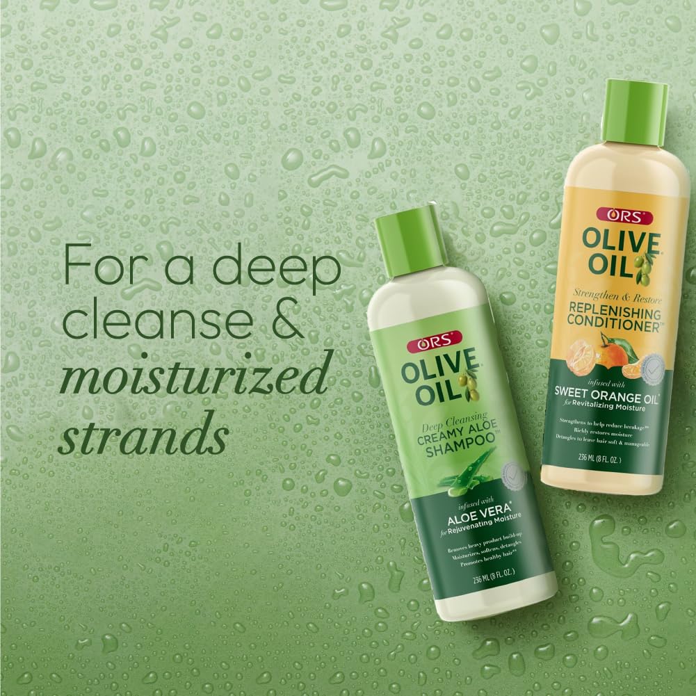 ORS shampoo and conditioner staged in bathroom offering daily routine benefit