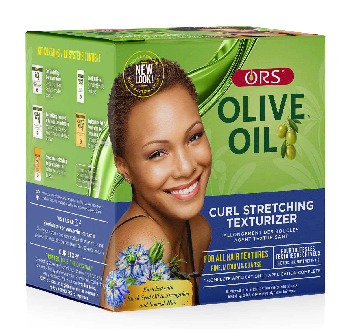 ORS product in use stretching natural curls for smoother styling