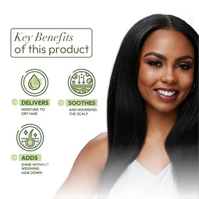 ORS sprayed on braided hairstyle, adds healthy sheen and reduces frizz