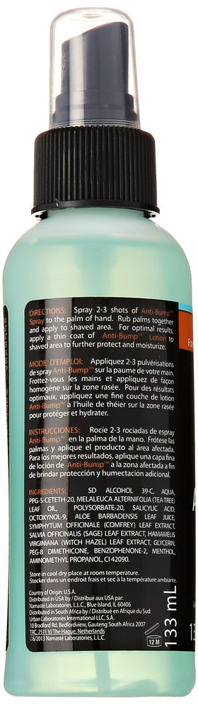 ORS tea tree anti bump spray in hand misting neck to soothe post-shave