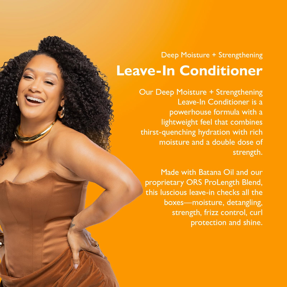 ORS hair before and after image highlighting smoother, shinier curls after use