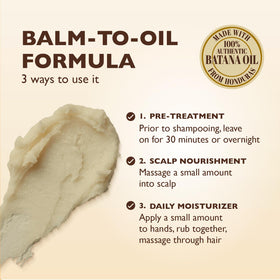 ORS balm texture close-up melting to oil to show rich conditioning benefit