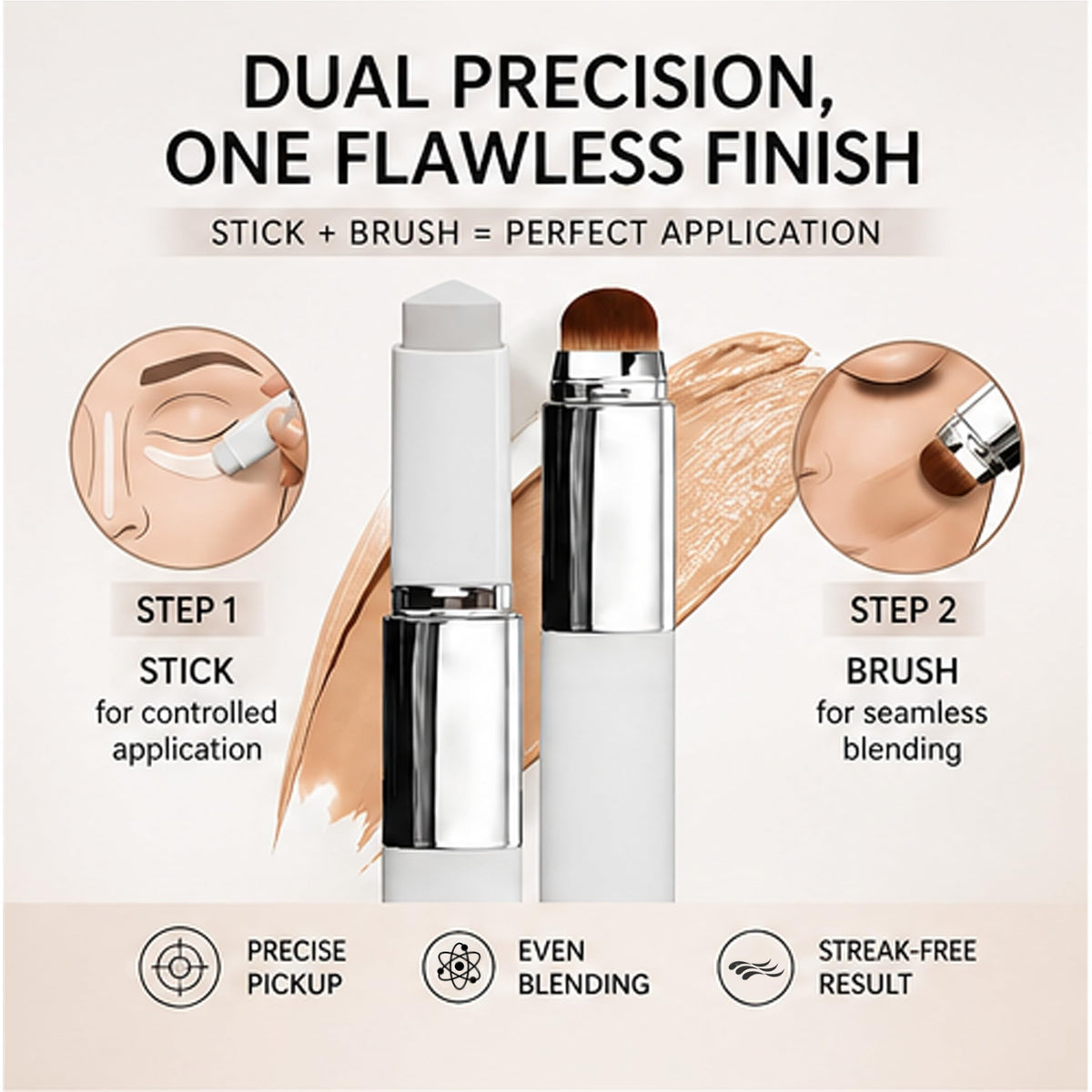 Orvyla Beauty detachable brush detail showing soft bristles for streak-free blending