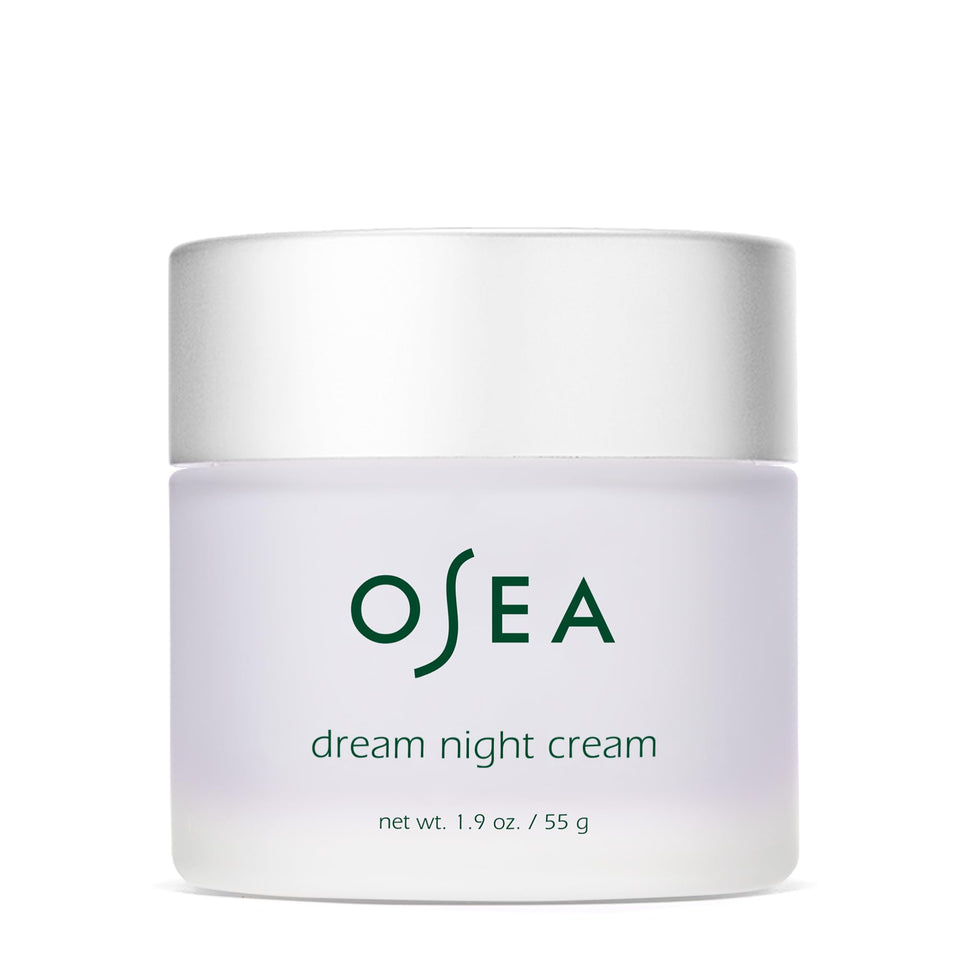 OSEA jar front view showing label and hydrating night cream benefit