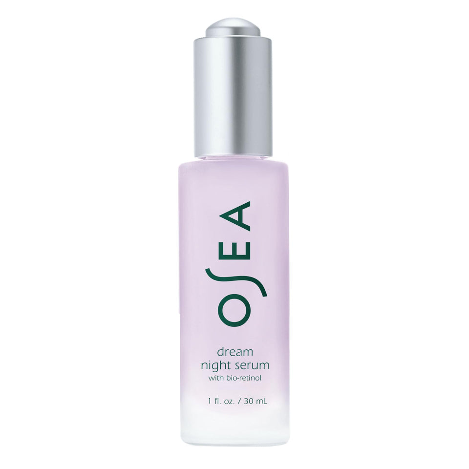 OSEA bottle front view showing elegant packaging and anti-aging benefit
