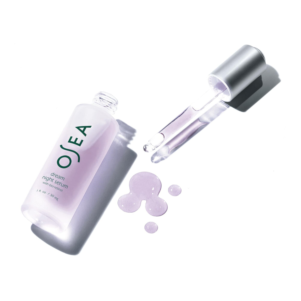 OSEA serum on hand for scale and recommended pea-sized amount benefit