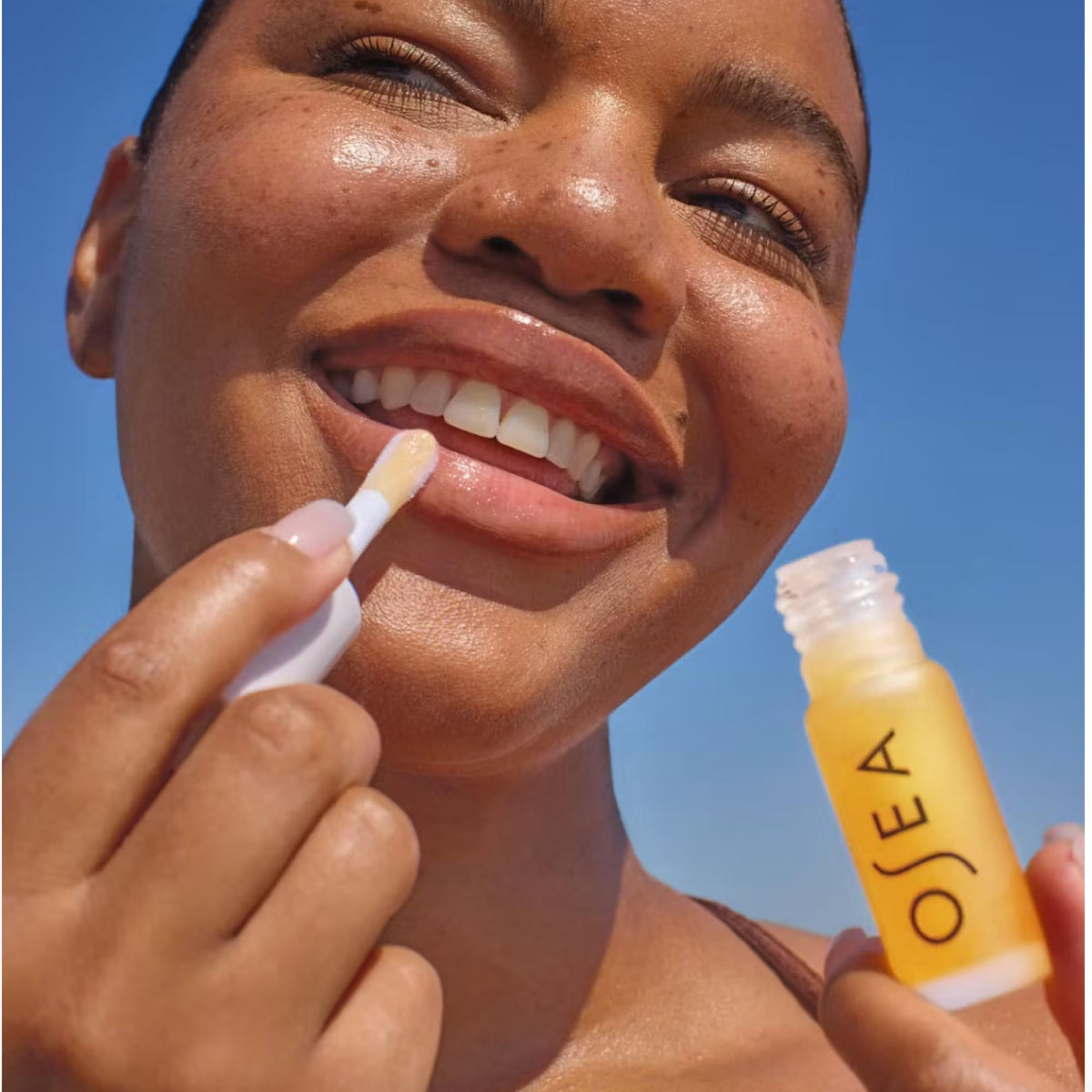 OSEA lip oil plush applicator closeup for precise, effortless application benefit