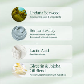 OSEA Ocean Cleanser bottle held in hand showing 5 oz scale for travel-friendly convenience