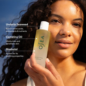 OSEA shaken bi-phase cleanser activated for powerful waterproof makeup removal