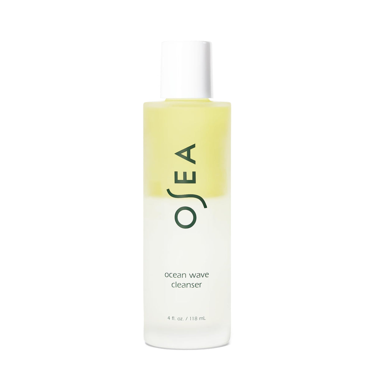 OSEA front bottle showing packaging and clear bi-phase cleanser benefits