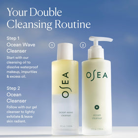 OSEA lifestyle bathroom scene portraying daily routine freshness and uplift