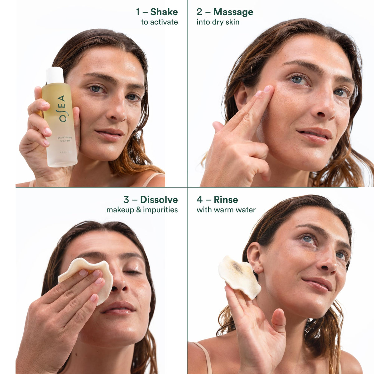 OSEA rinsed skin after use showing soft hydrated finish and comfort