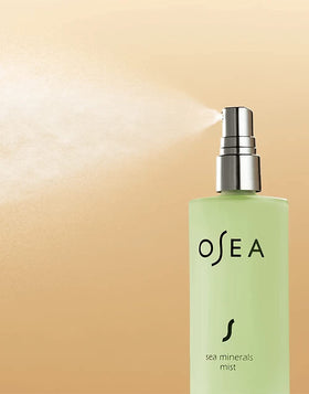 OSEA facial mist sprayed on model showcasing instant refresh
