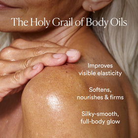OSEA glossy oil texture close-up demonstrating lightweight, absorbing finish
