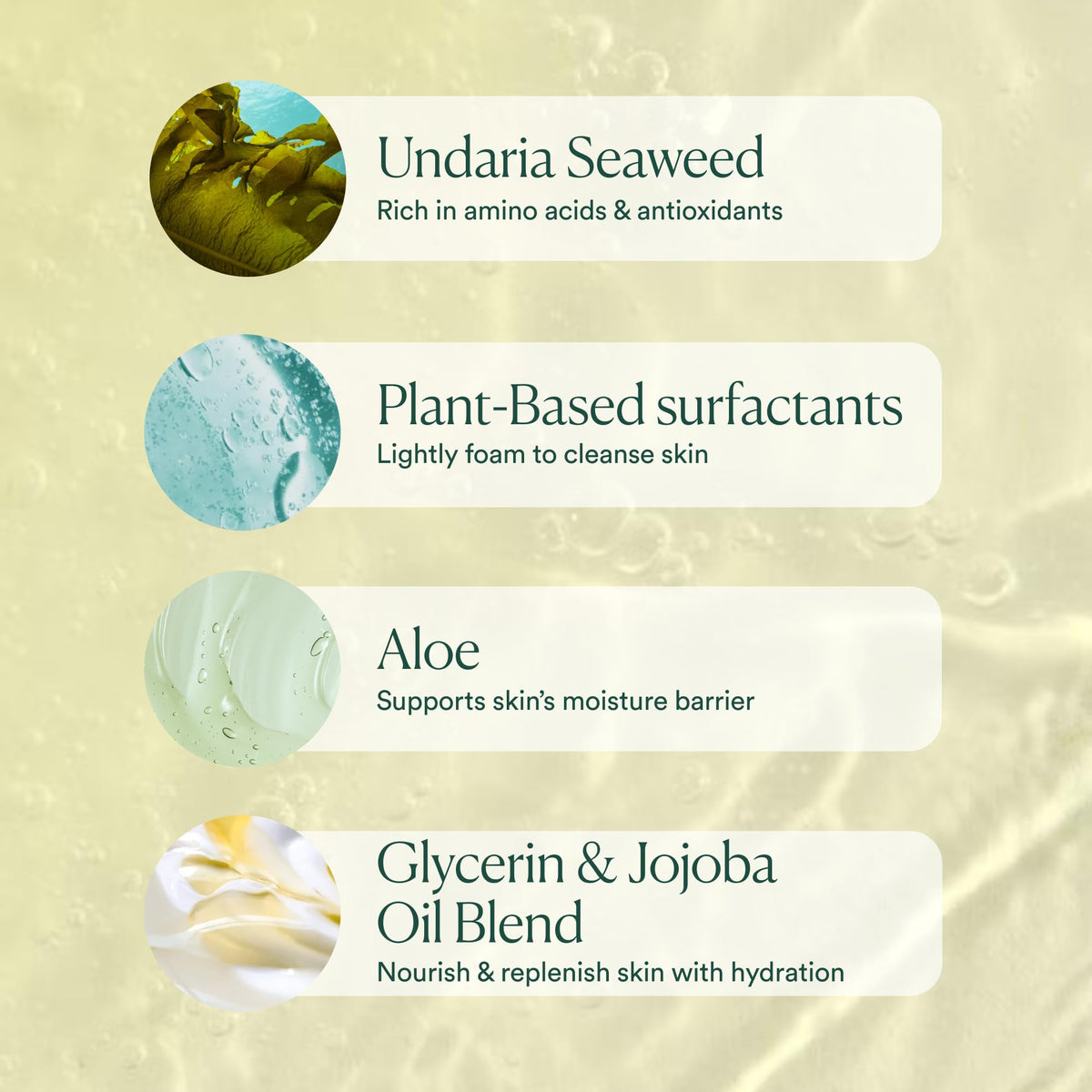OSEA body wash in use under shower illustrating gentle cleansing benefit