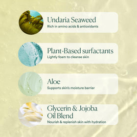 OSEA body wash in use under shower illustrating gentle cleansing benefit