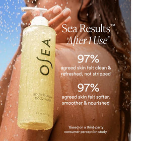 OSEA gel texture swatch demonstrating hydrating, non-greasy feel benefit