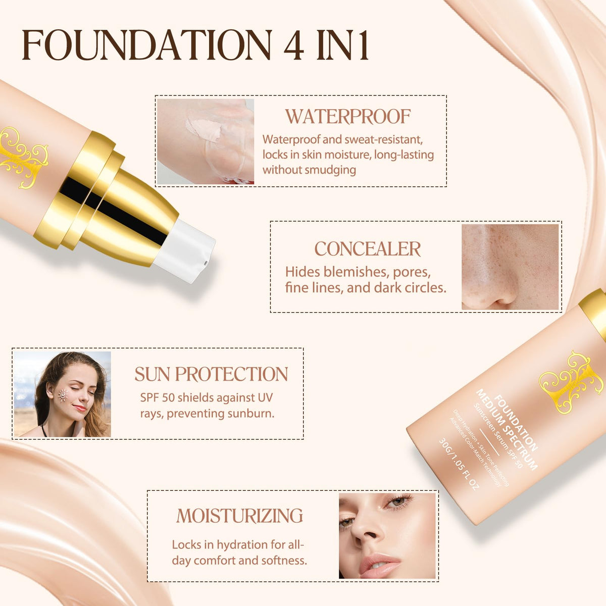 O.SECERT application on face with brush, seamless blend benefit