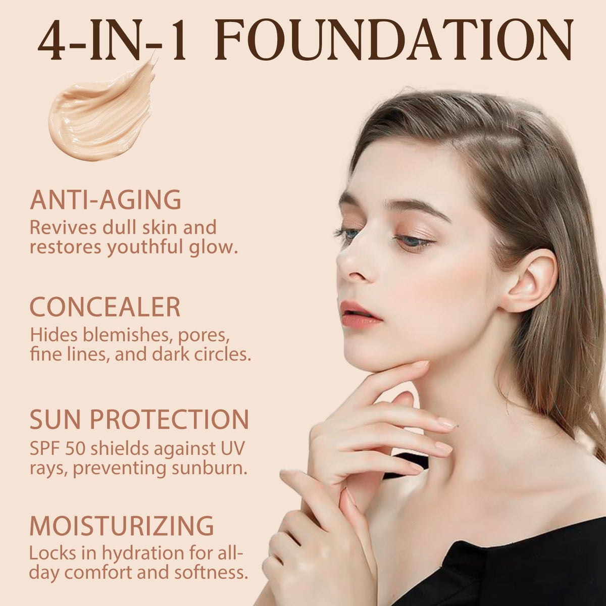 O.SECERT foundation swatch on forearm showing color-adapting coverage