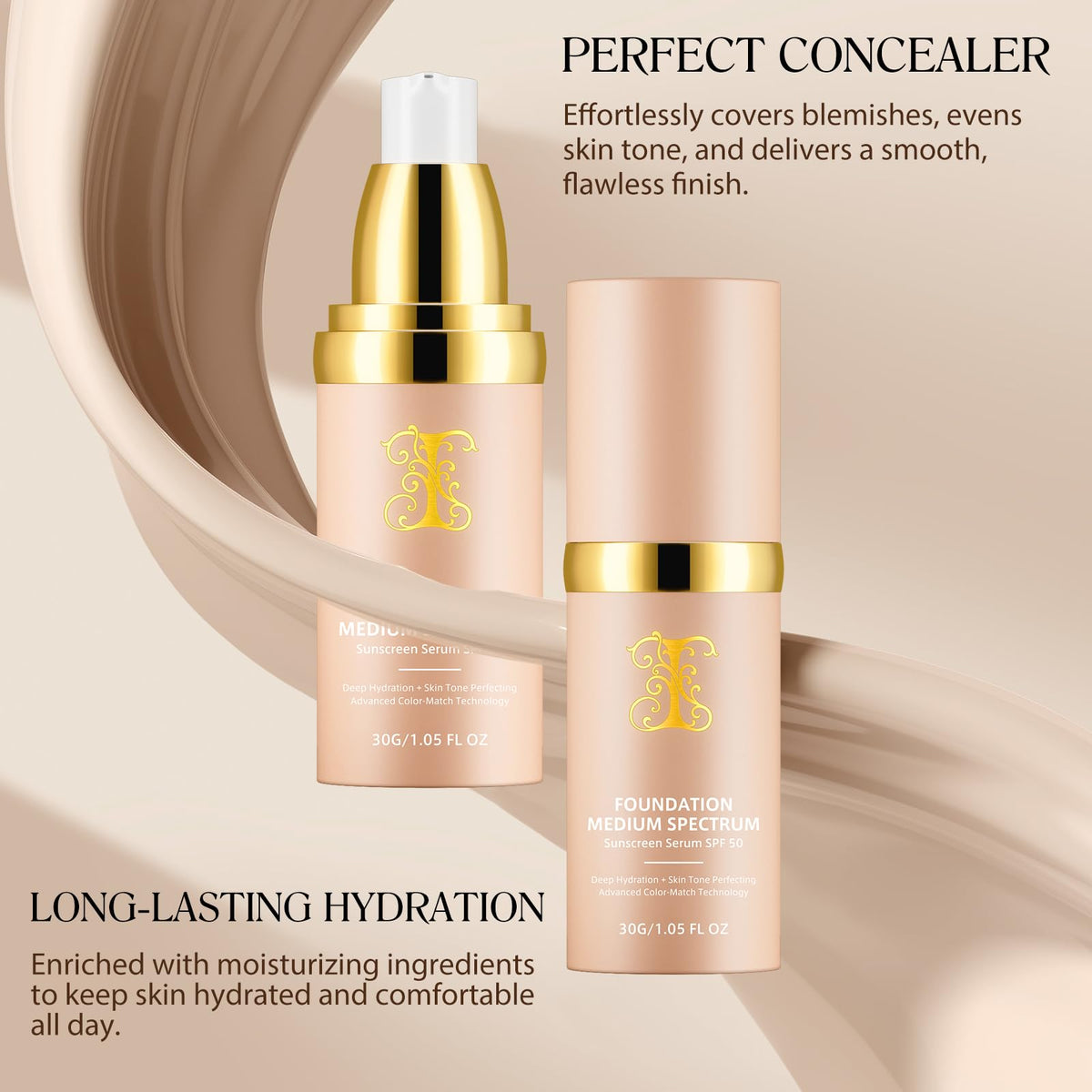 O.SECERT label close-up highlighting SPF 50+ sun protection benefit