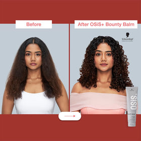 OSiS+ applied on damp hair showing curl definition and frizz reduction