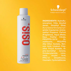 OSiS+ Freeze being sprayed onto styled hair for secured finish