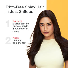 OSiS+ Glow before and after hair strand showing reduced frizz and smoother shine