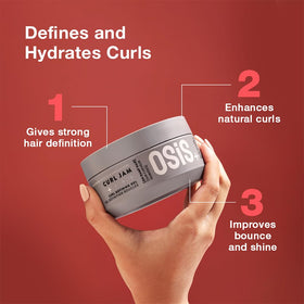 OSiS+ Curl Jam cream texture close-up highlighting lightweight, moisturized finish