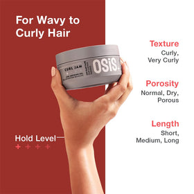 OSiS+ Curl Jam label close-up displaying ingredients and glycerin moisture benefit