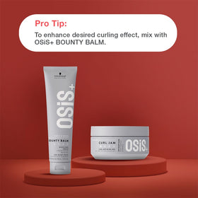 OSiS+ Curl Jam in lifestyle scene on woman outdoors showing defined, shiny curls