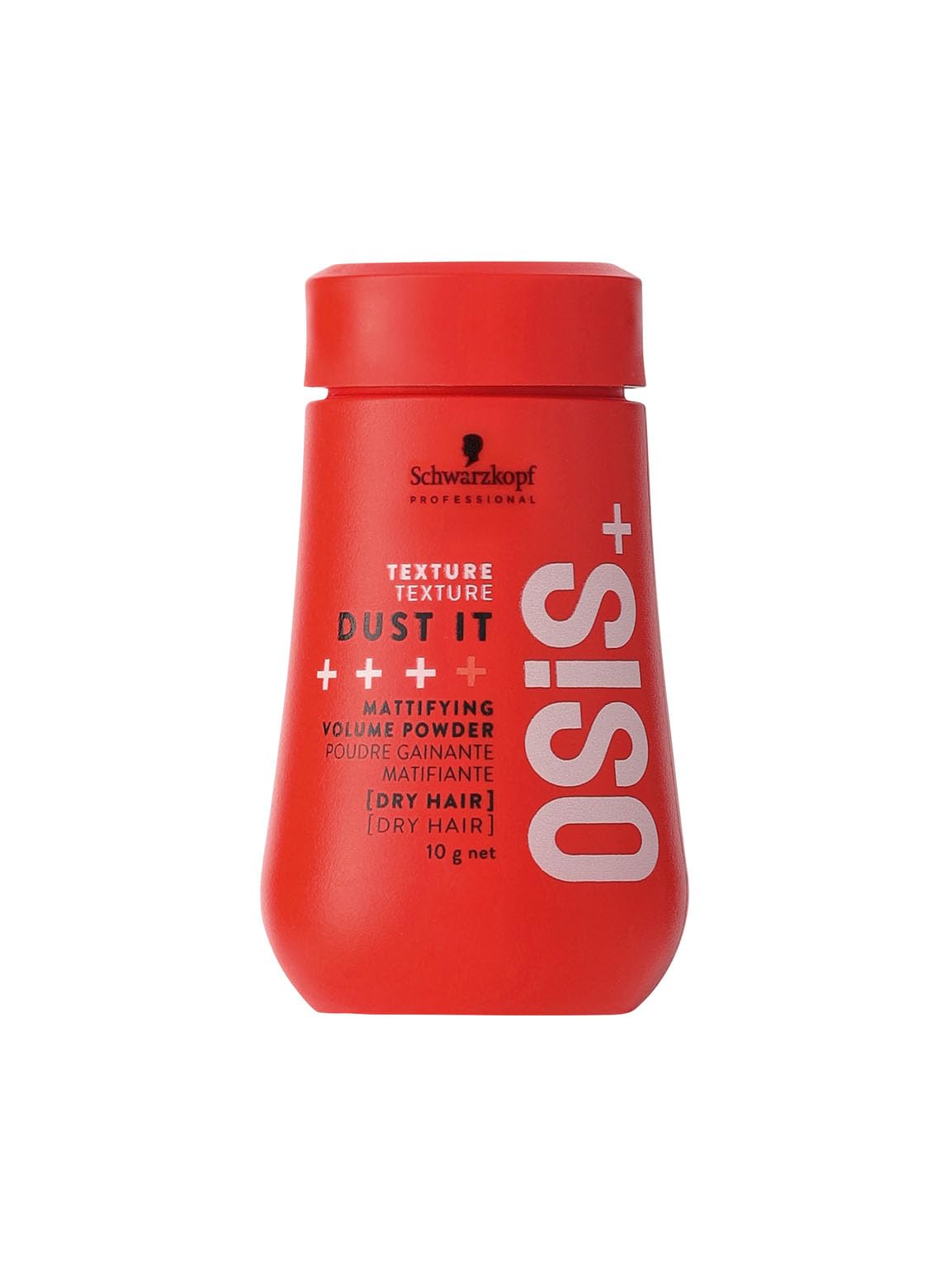 OSiS+ front jar view showing compact matte powder and branding benefit of portability