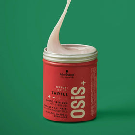 OSiS+ Thrill label and ingredients view showing carnauba wax and fiber benefits