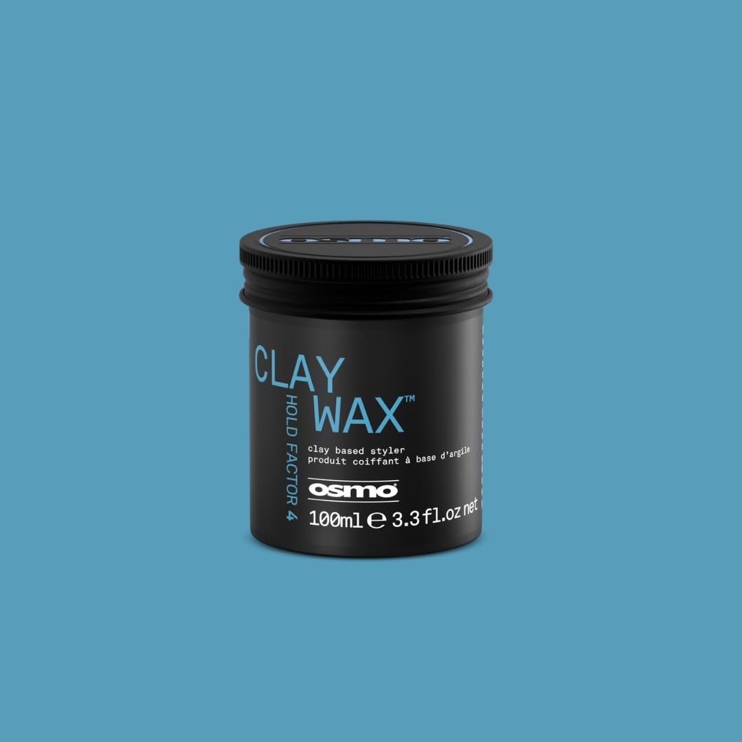 Osmo clay wax lifestyle mirror shot styled hair showing matte texture and volume