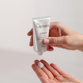 OSMOSIS moisturizer on bathroom shelf styling for daily routine convenience