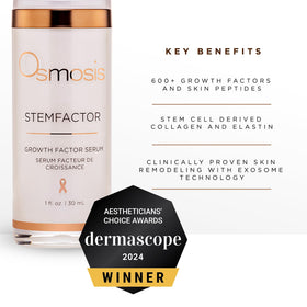 OSMOSIS StemFactor dropper dispensing a drop of serum to control precise application and reduce waste