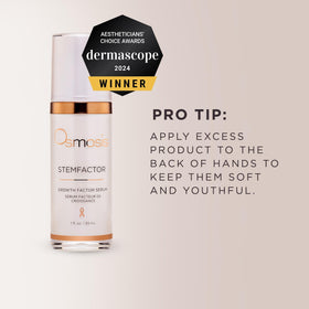 OSMOSIS StemFactor on bathroom vanity staged with skincare items to convey daily routine integration