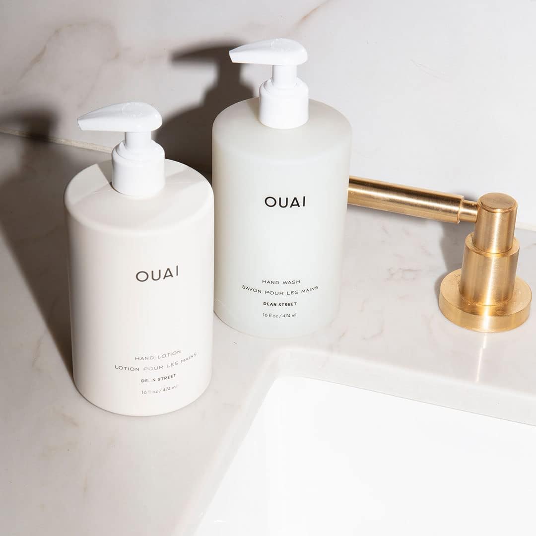 OUAI set styled on bathroom counter for elegant everyday use