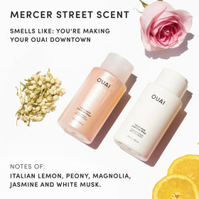 OUAI bottle in hand for scale showing compact travel volume and portability