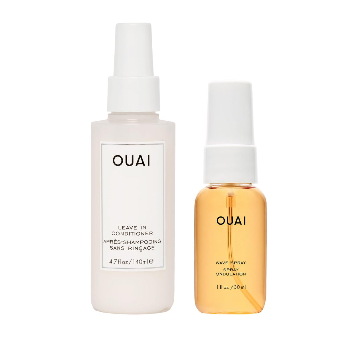 OUAI bundle front packaging showing both products and cohesive branding for easy shopping