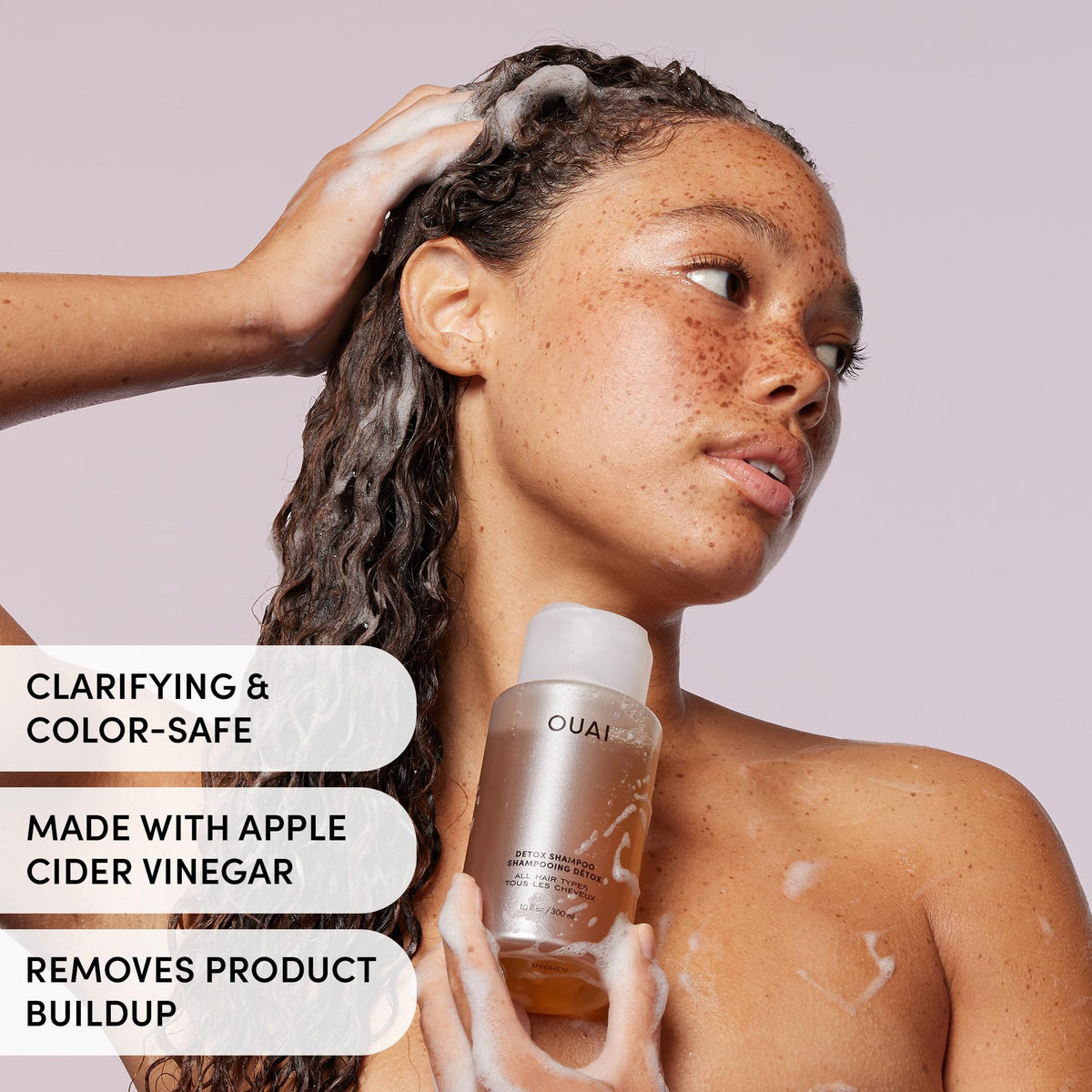 OUAI bundle side-by-side scale showing both bottles’ size and routine simplicity