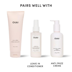 OUAI curl cream 8 oz jar in hand showing true size and portability