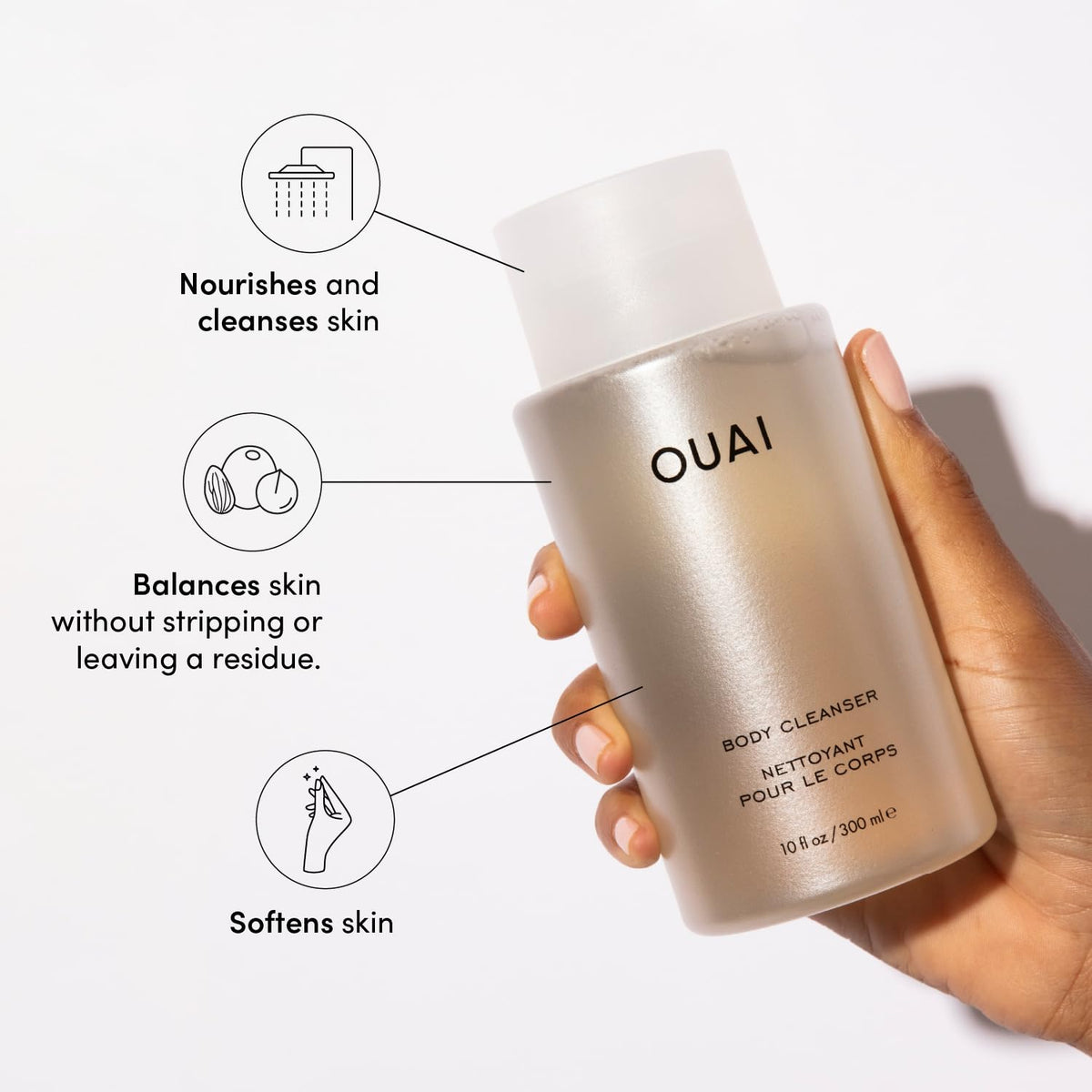 OUAI pump dispensing foam for easy application and reduced waste benefit
